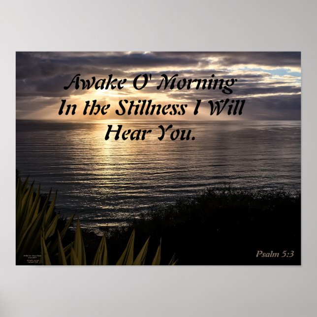 Awake O Morning Psalm 5:3 Sonnenaufgang Matte Post Poster (Vorne)
