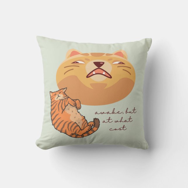 Awake Orange Cat Kissen (Vorderseite)