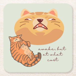 Awake Orange Cat Rechteckiger Pappuntersetzer