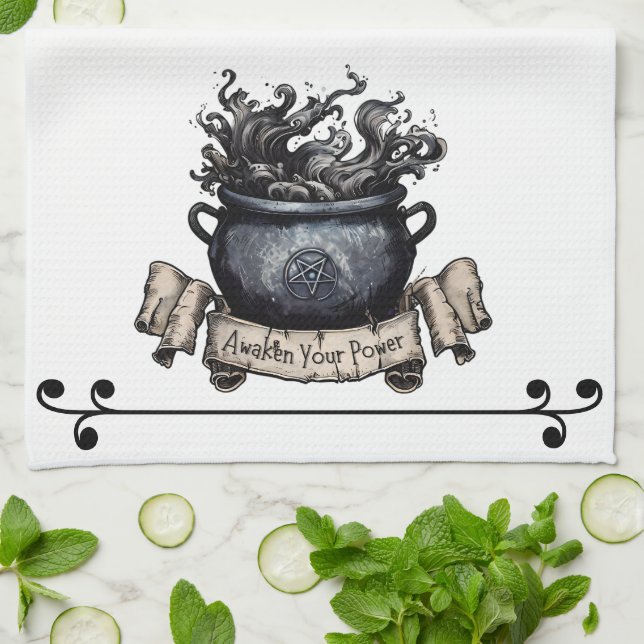 Awaken Your Power Cauldron Geschirrtuch (Gefaltet)