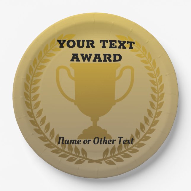 Award Gewinner Gold Wreath and Trophy Cup Pappteller (Vorderseite)