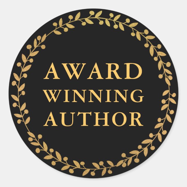 Award Preisträger Autor Buch Promo Gold Black Runder Aufkleber (Vorderseite)