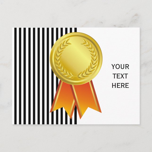 AWARD RIBBON Gold I + Ihr Backgr. & Text Postkarte (Vorderseite)