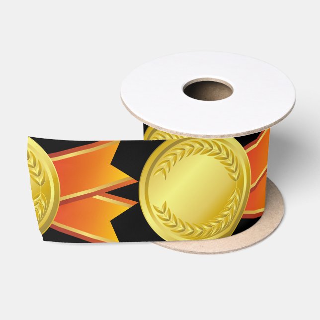 AWARD RIBBON Gold I + Ihr Backgr. & Text Satinband (Spule)