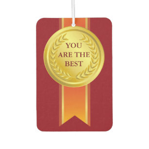 AWARD RIBBON Gold II + Ihr Backgr. & Text Autolufterfrischer