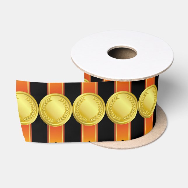 AWARD RIBBON Gold II + Ihr Backgr. & Text Satinband (Spule)