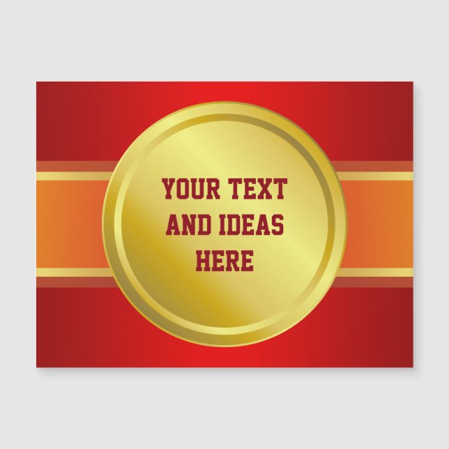 AWARD RIBBON gold III + Ihr Backgr. & Text Magnetkarte (Vorderseite)