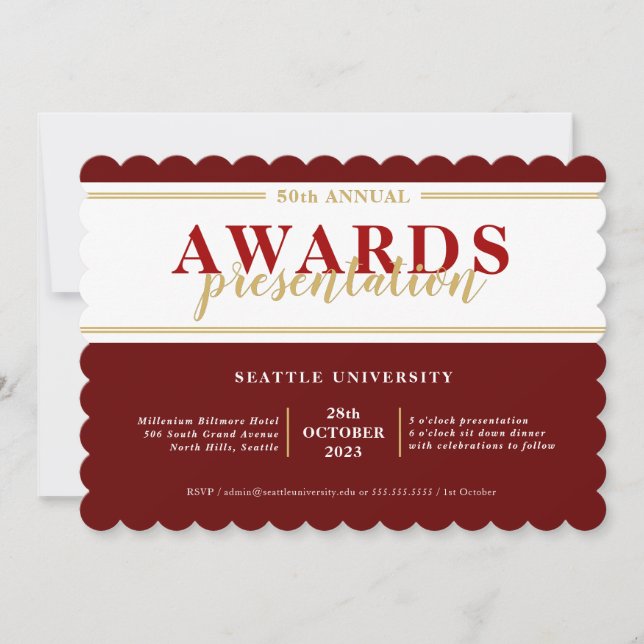 AWARDS DINNER Moderne Veranstaltung einfache burgu Einladung (Vorderseite)
