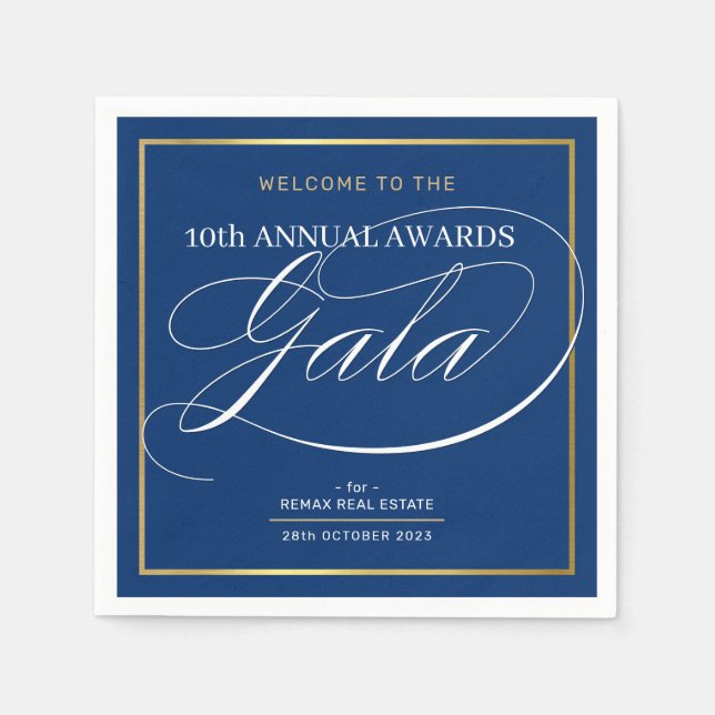 AWARDS GALA DINNER Modernes Business dunkelblaues  Serviette (Vorderseite)