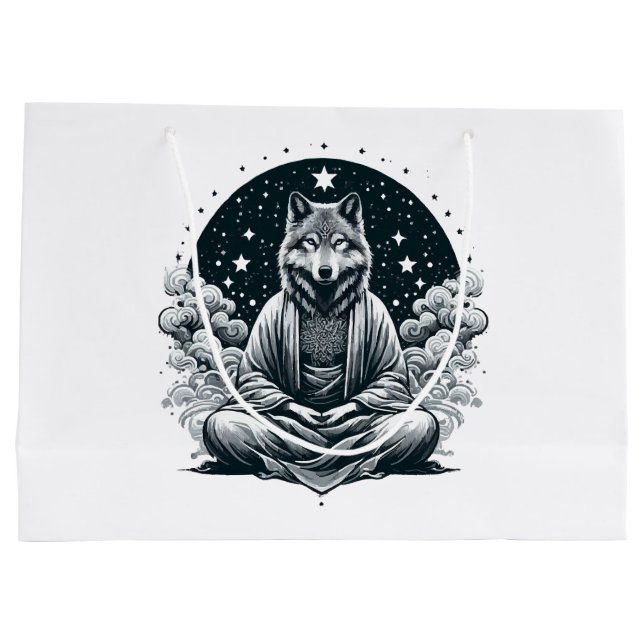 Aware Wolf Große Geschenktüte (Rückseite)