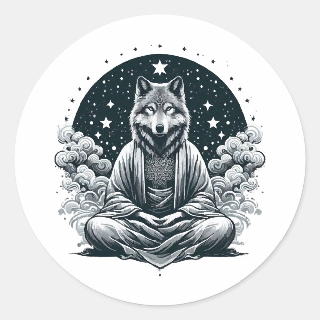 Aware Wolf Runder Aufkleber (Vorderseite)