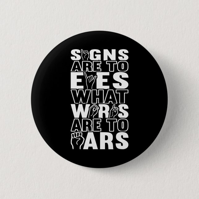 Awareness Asign Language American Sign Language Button (Vorderseite)
