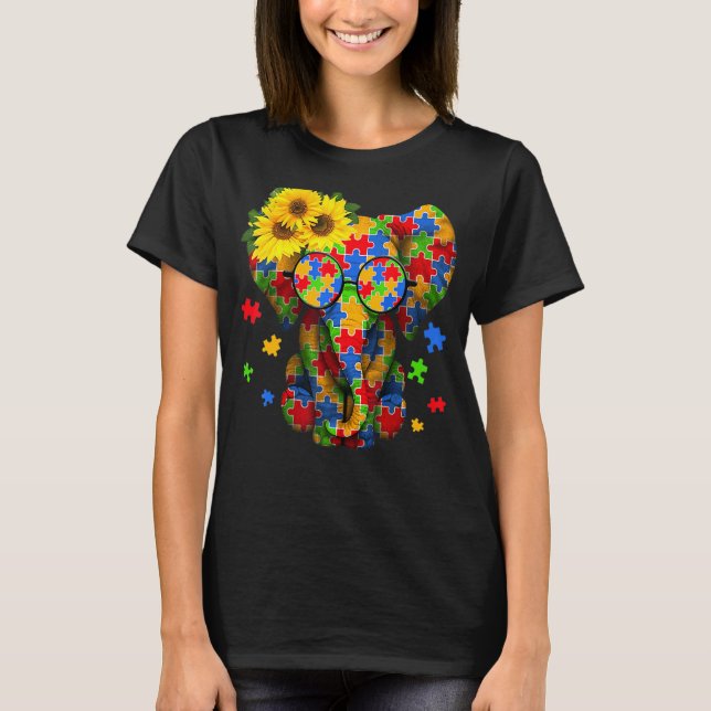 Awareness Elephant Be Kind Puzzle Piece Gir T-Shirt (Vorderseite)
