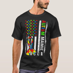 Awareness Family Mamie American Flag Autismus T-Shirt