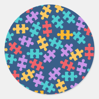 Awareness Monatsunterstützung Puzzle Piece Runder Aufkleber