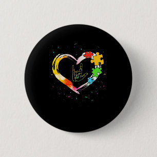 Awareness Special Ed Teacher Asl Sign Language Puz Button