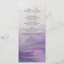 Awash Elegant Watercolor Orchid Wedding Menu Menükarte