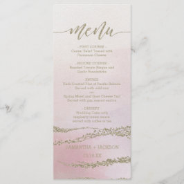 Awash Elegante Wasserfarbe im Blush Wedding Menu Menükarte