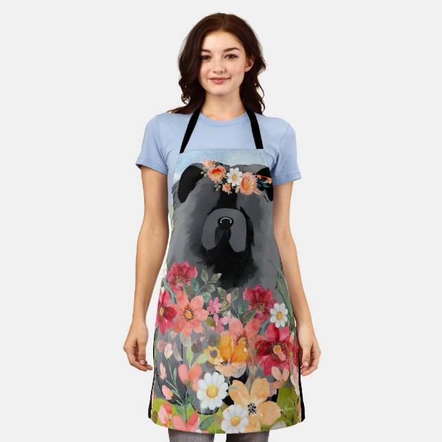 AWASSE IN LICHTschwarz - Blauer Hund Schürze (Getragen)