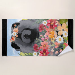 AWASSE IN LICHTschwarz - Blauer Hund Strandtuch