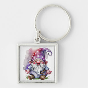 AWatercolor-Gnome in Lila Farbtönen Schlüsselanhänger