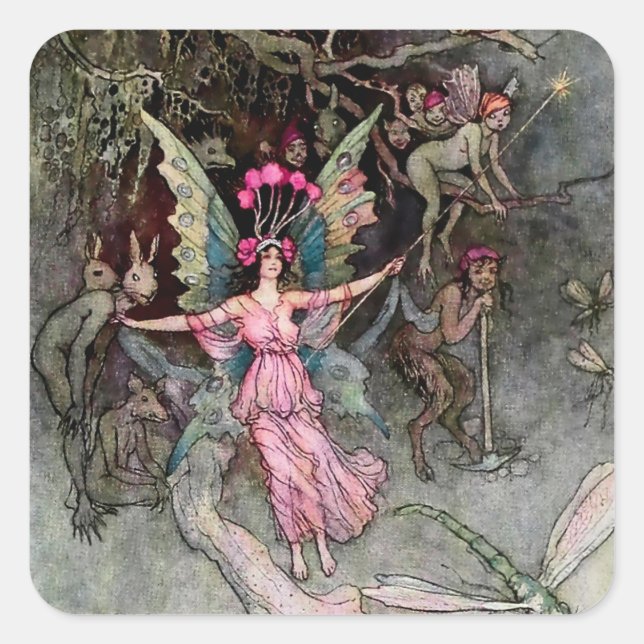 „Away Down Under“ von Warwick Goble Quadratischer Aufkleber (Vorderseite)