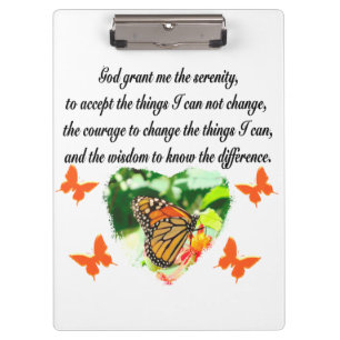 AWE INSPIRIERE BUTTERFLY SERENITY PRAYER FOTO KLEMMBRETT