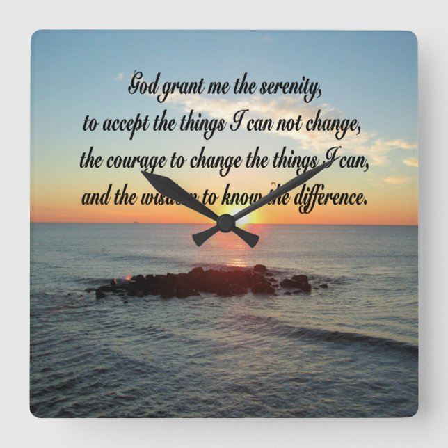 AWE INSPIRIERE SERENITY PRAYER DESIGN QUADRATISCHE WANDUHR (Vorderseite)