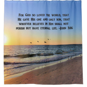 AWE-INSPIRIEREND JOHN 3:16 SUNRISE SHOWER CURTAIN DUSCHVORHANG