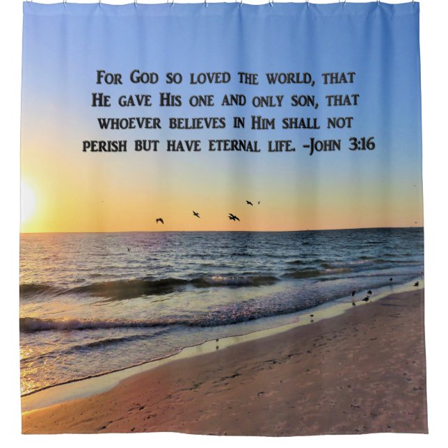 AWE-INSPIRIEREND JOHN 3:16 SUNRISE SHOWER CURTAIN DUSCHVORHANG (Vorderseite)