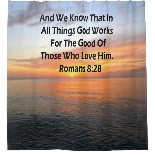 AWE-INSPIRIEREND ROMANS 8:28 SCRIPTURE VERSE DUSCHVORHANG (Vorderseite)