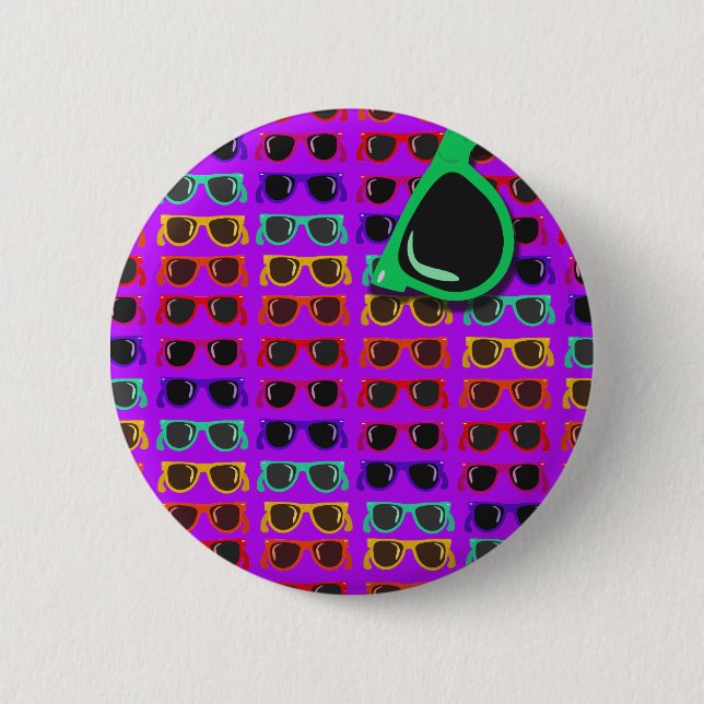 Awesome Achtzigs Sonnenbrille auf Purple Button (Vorderseite)
