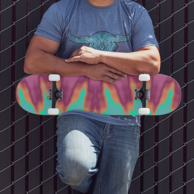 Awesome Aqua Blue Rose Pink Illuminé Skateboard (Extérieur 3)