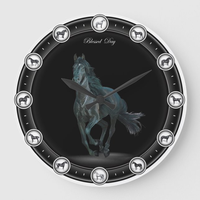 Awesome Black Horse Clocks . Große Wanduhr (Vorderseite)