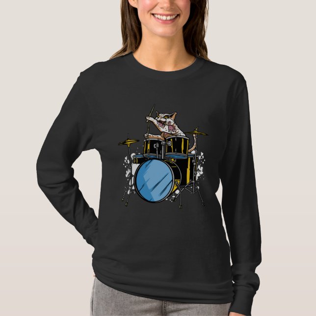 Awesome Cat Drummer T-Shirt (Vorderseite)