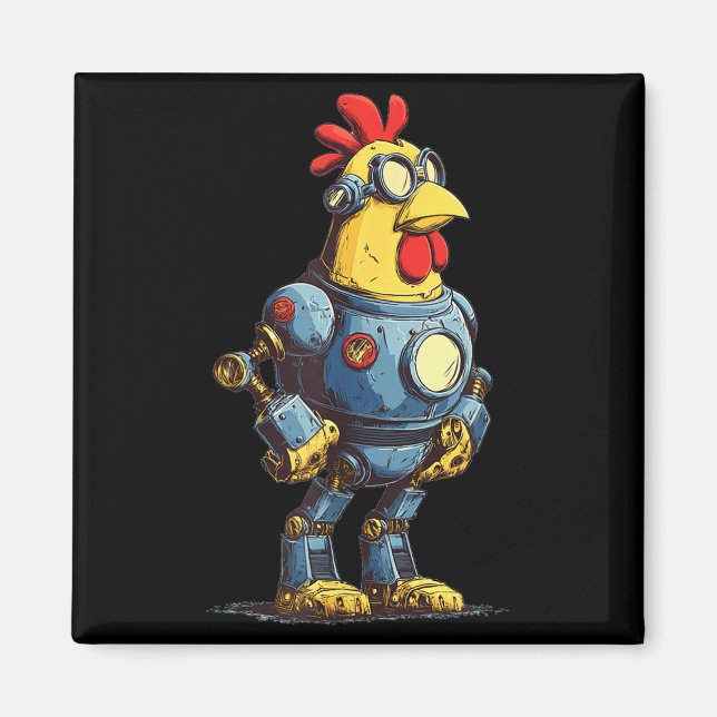 Awesome Chicken Robot For Future Animals Lovers  Magnet (Vorne)