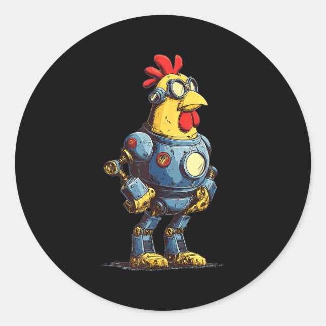 Awesome Chicken Robot For Future Animals Lovers  Runder Aufkleber (Vorderseite)