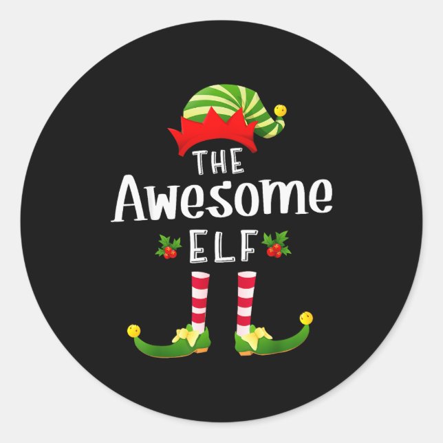 Awesome Christmas Elf Matching Pajama X-mas Party  Runder Aufkleber (Vorderseite)