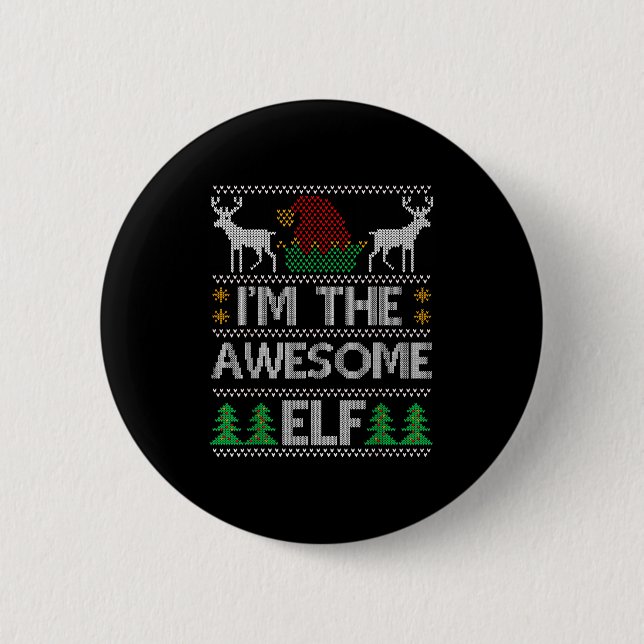 Awesome Elf Matching Family Group Christmas Party  Button (Vorderseite)