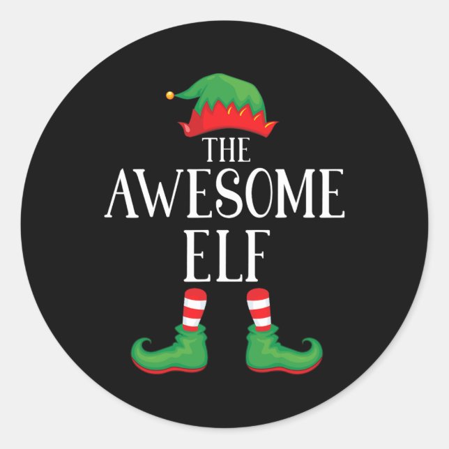 Awesome Elf Matching Group Xmas Funny Family Chris Runder Aufkleber (Vorderseite)