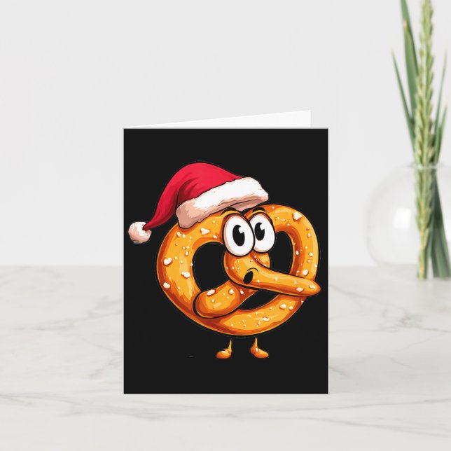 Awesome Festive Pretzel With Santa Claus Hat Costu Karte (Vorderseite)