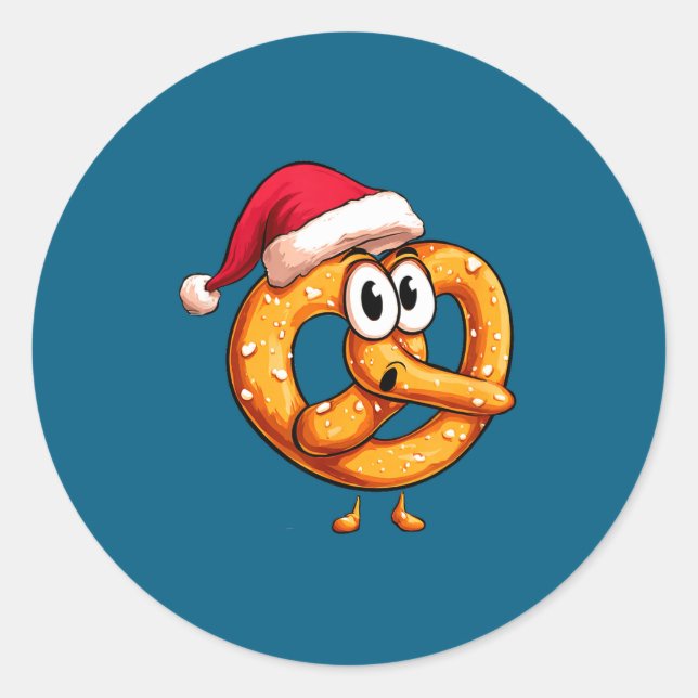 Awesome Festive Pretzel With Santa Claus Hat Costu Runder Aufkleber (Vorderseite)