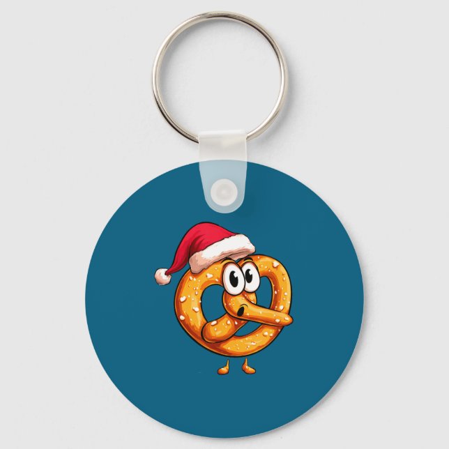 Awesome Festive Pretzel With Santa Claus Hat Costu Schlüsselanhänger (Vorderseite)