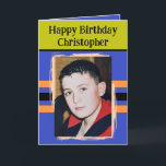 Awesome Grandson add photo purple birthday Karte<br><div class="desc">For an awesome Grandson birthday greeting card.
This card is sure to put a smile on his face and make him feel special.
just add your personalized message inside and replace the photo with your own.
Color scheme is green,  purple and orange.</div>