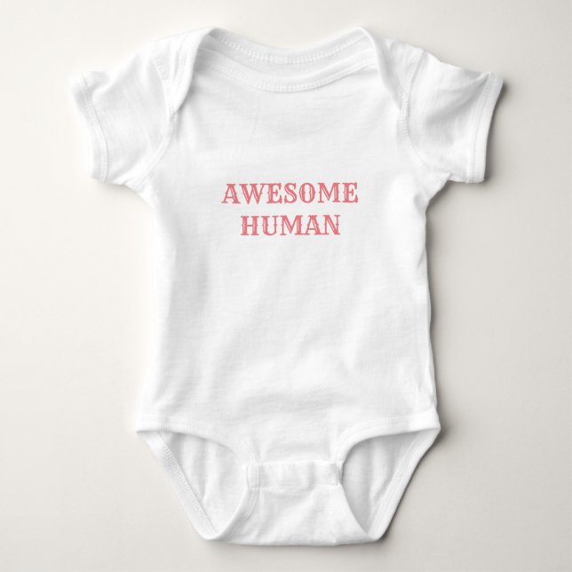 AWESOME HUMAN:  Weiß Baby Strampler (Vorderseite)