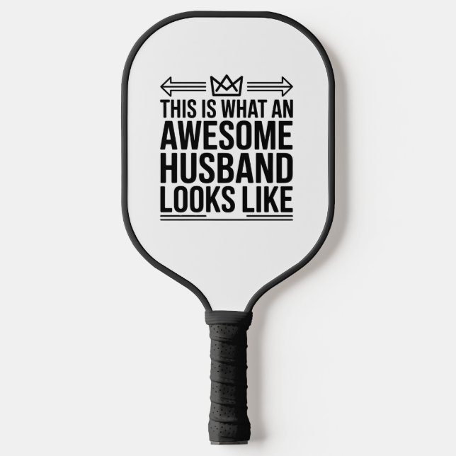 Awesome Husband Crown Typography Pickleball Schläger (Vorderseite)