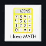 Awesome I love Math Calculator Magnet<br><div class="desc">An amazing magnet that you can make your own,  this is for the lover of math.  Featuring a yellow calculator with "I love MATH" written in black font,  you will love seeing this on your fridge.</div>