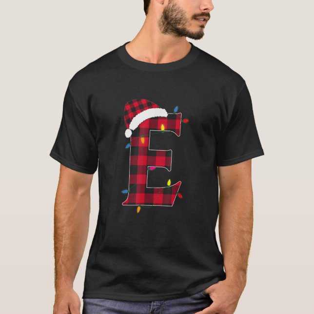 Awesome Letter E Initial Name Buffalo Plaid Christ T-Shirt (Vorderseite)