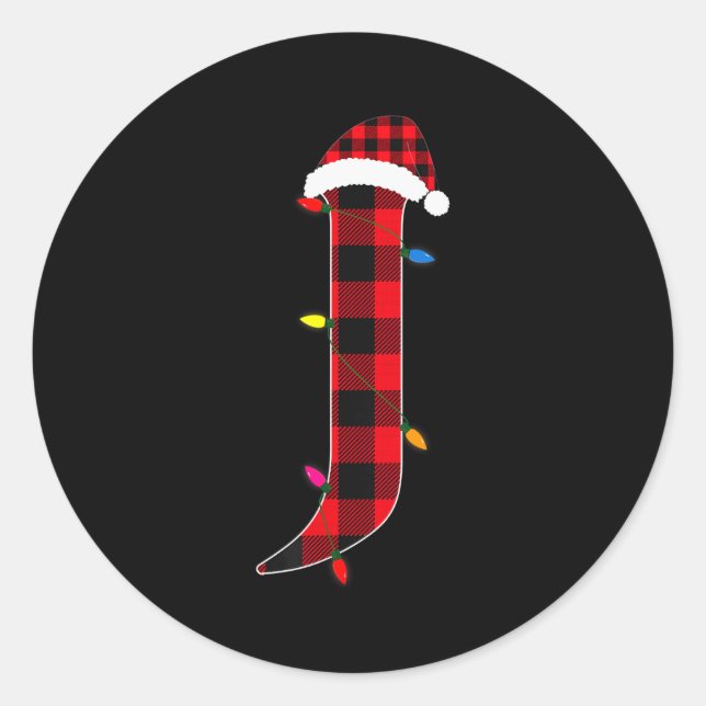 Awesome Letter J Initial Name Buffalo Plaid Christ Runder Aufkleber (Vorderseite)