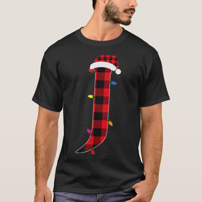 Awesome Letter J Initial Name Buffalo Plaid Christ T-Shirt (Vorderseite)